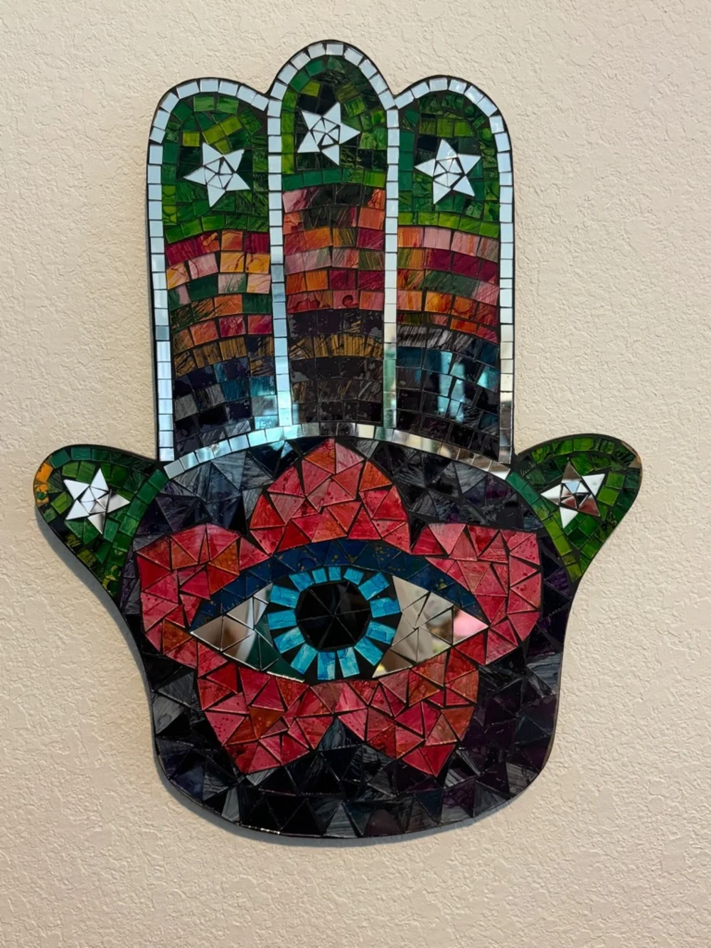 Large Hamsa Hand Mosaic Wall Hanging, 19.75